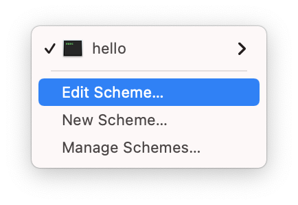 Xcode Scheme Menu